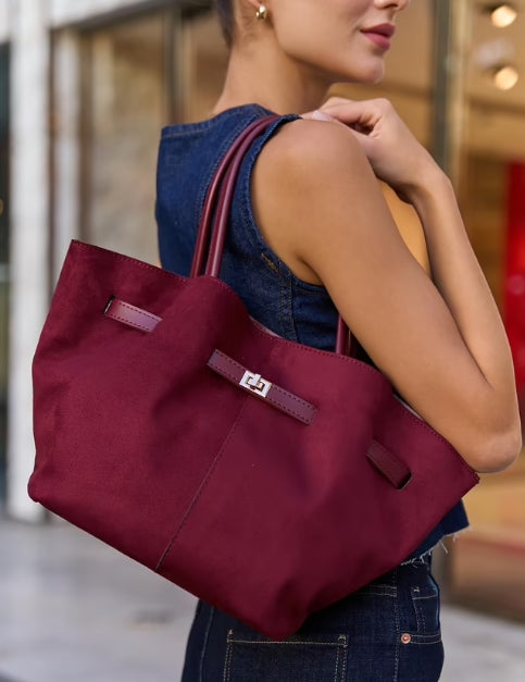 Suede Hand Bag With Drawstring Anna`