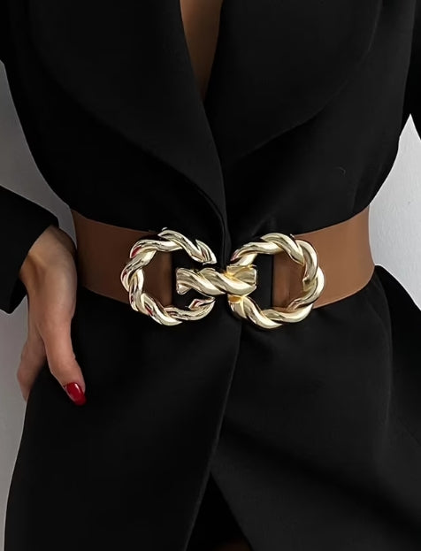 Twist Buckle Elastic Belt Lora`