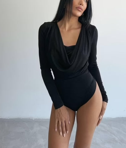 Women's Buzy Fabric Cowl Neck Bodysuit Olga`